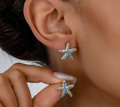 Aqua Starfish Earrings